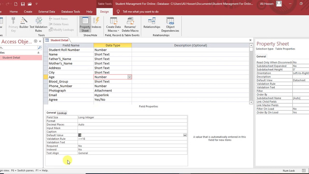 Microsoft Access Student Managment System Part 1 YouTube